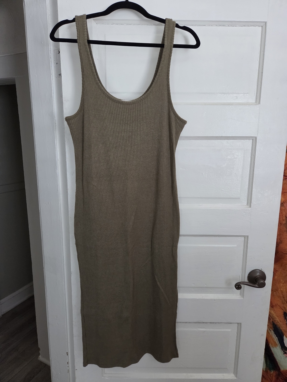 Carly Jean Los Angeles Olive Ribbed Tank Midi Dress